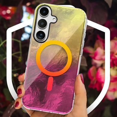 Чехол TPU Shiny Mountain Magnetic Fit для Samsung Galaxy S25 Yellow / Pink