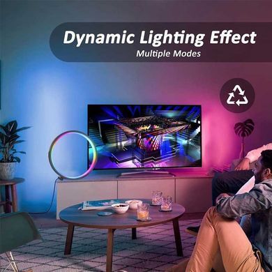 Уценка Настольная LED лампа RGB Intelligent circular atmosphere light Bluetooth USB with app Поврежденная упаковка / Black