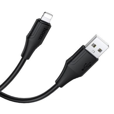 Уценка Дата кабель Hoco X124 Bien silicone USB to Lightning 2.4A (1m) Мятая упаковка / Black