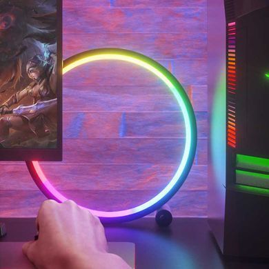 Уценка Настольная LED лампа RGB Intelligent circular atmosphere light Bluetooth USB with app Поврежденная упаковка / Black
