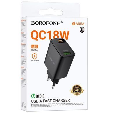 МЗП Borofone BA95A Ilustre QC3.0 18W (1USB-A) Black
