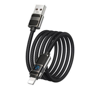 Дата кабель Hoco U137 Line with display USB to Lightning 2.4A/12W (1.2m) Black
