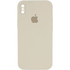 Уценка Чехол Silicone Case Square Full Camera Protective (AA) для Apple iPhone XS / X (5.8") Дефект упаковки / Бежевый / Antigue White