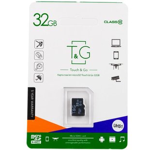 Карта памяти T&G microSDHC (UHS-1) 32 GB class 10 (без адаптера) Черный