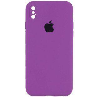 Чехол Silicone Case Square Full Camera Protective (AA) для Apple iPhone X / XS (5.8") Фиолетовый / Grape