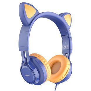 Накладные наушники Hoco W36 Cat ear (3.5mm/1.2m) Midnight Blue