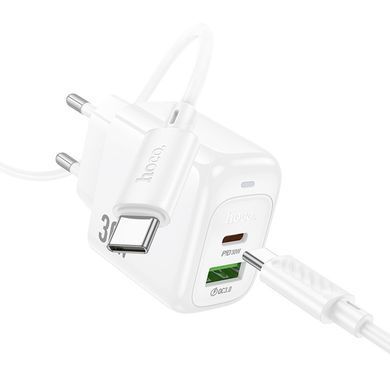 СЗУ Hoco CS55A Surplus PD30W+QC3.0 (1USB-A/1C) + кабель Type-C to Type-C White