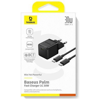 МЗП Baseus Palm Fast Charger 30W (1USB-C) + кабель Type-C to Type-C (P10111605113-01) Cluster Black