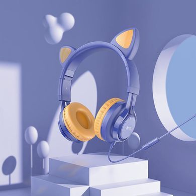 Накладные наушники Hoco W36 Cat ear (3.5mm/1.2m) Midnight Blue
