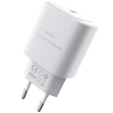 СЗУ WIWU G008 Essen PD30W GaN (1USB-C) + кабель Type-C to Type-C White