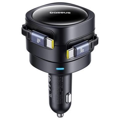 АЗП Baseus Enjoyment Max PD60W with retractable cable (2USB-C) (C00035507121) Cosmic Black