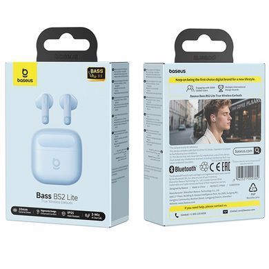 Уценка Беспроводные TWS наушники Baseus Bass BS2 Lite (A0010A) Вскрытая упаковка / Galaxy Blue