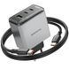 МЗП Borofone BN22 Lena PD65W (1USB-A/2C) + кабель Type-C to Type-C Metal gray фото 6
