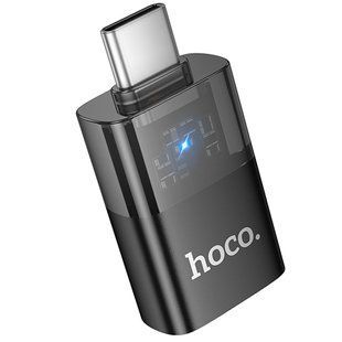 Перехідник Hoco UA36B OTG Type-C male to USB female transparent Black