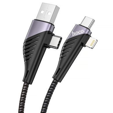 Дата кабель Hoco U95 Freeway 4in1 USB/Type-C to Type-C/Lightning 60W (1.2m) Black