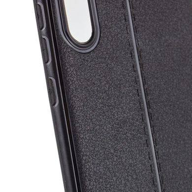 TPU чехол фактурный (с имитацией кожи) для Huawei Y8p (2020) / P Smart S Черный