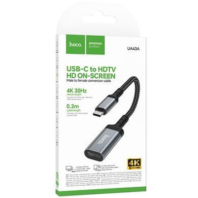 Переходник Hoco UA43A Type-C to HDTV (0.2m) Metal gray
