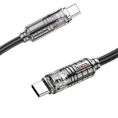 Дата кабель Hoco U122 Lantern Transparent Discovery Edition Type-C to Type-C 60W (1.2m) Black