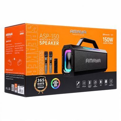 Уценка Bluetooth Колонка Amaya ASP-150 Two-person 150W + два микрофона Поврежденная упаковка / Black