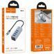 Перехідник HUB Hoco HB1C 4in1 (Type-C to 4xUSB 3.0) (0.2m) Metal gray фото 2