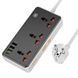 Удлинитель Hoco AC8A Storm (PD30W/1C/3A/3xSocket) (1.5m) Black фото 1