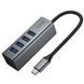 Перехідник HUB Hoco HB1C 4in1 (Type-C to 4xUSB 3.0) (0.2m) Metal gray фото 3