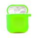 Силіконовий футляр з мікрофіброю для навушників Airpods 1/2 Салатовий / Neon green