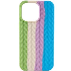 Чехол Silicone case Full Braided для Apple iPhone 13 (6.1") Мятный / Голубой