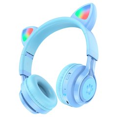 Уценка Накладные беспроводные наушники Hoco W39 Cat ear Мятая упаковка / Blue