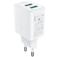 СЗУ Acefast A33 QC18W (USB-A+USB-A) dual port White