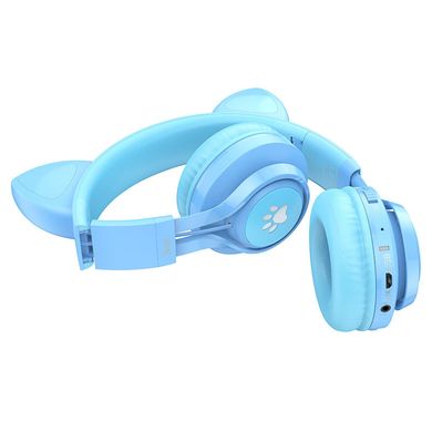 Уценка Накладные беспроводные наушники Hoco W39 Cat ear Мятая упаковка / Blue
