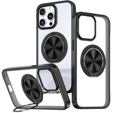 TPU+PC чехол Metal Ring with Magnetic Fit для Apple iPhone 14 Pro Max (6.7") Черный