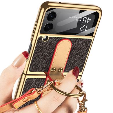 Шкіряний чохол GKK with ring and strap для Samsung Galaxy Z Flip4 Black