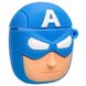 Силиконовый футляр Marvel & DC series для наушников AirPods 1/2 + карабин Капитан Америка/Синий фото 3