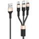 Дата кабель Hoco X26 Xpress 3in1 USB to Lightning/Type-C/MicroUSB 2A (1.2m) Черный / Золотой