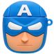 Силиконовый футляр Marvel & DC series для наушников AirPods 1/2 + карабин Капитан Америка/Синий фото 1