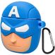 Силиконовый футляр Marvel & DC series для наушников AirPods 1/2 + карабин Капитан Америка/Синий фото 2