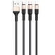 Дата кабель Hoco X26 Xpress 3in1 USB to Lightning/Type-C/MicroUSB 2A (1.2m) Черный / Золотой фото 3
