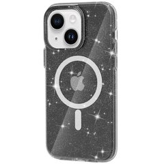 Чохол TPU Galaxy Sparkle (MagFit) для Apple iPhone 15 (6.1") Black+Glitter
