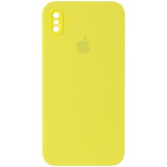 Уцінка Чохол Silicone Case Square Full Camera Protective (AA) для Apple iPhone XS / X (5.8") Естетичний дефект / Жовтий / Bright Yellow