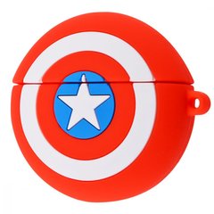 Силіконовий футляр Marvel & DC series для навушників AirPods Pro + кільце Капітан Америка / Червоний