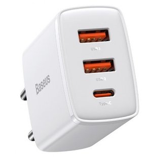 СЗУ Baseus Compact Quick Charger 30W QC+ PD (1Type-C + 2USB) (CCXJ-E) Белый