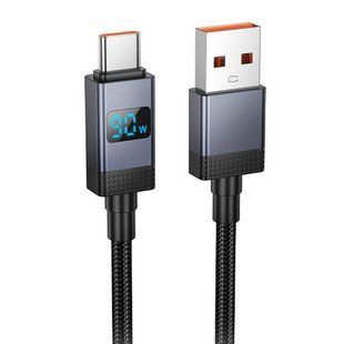 Дата кабель Hoco X118 Generous with display USB to Type-C 5A (1m) Black