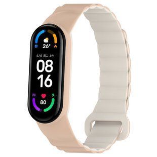 Ремешок Dual-color Magnetic для Xiaomi Mi Band 7/6/5/4/3 Beige / White
