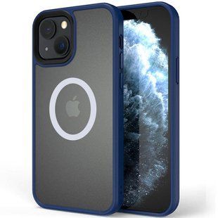 TPU+PC чехол Metal Buttons with Magnetic Fit для Apple iPhone 13 / 14 (6.1") Синий / Navy Blue