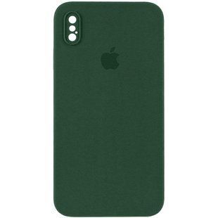 Чехол Silicone Case Square Full Camera Protective (AA) для Apple iPhone X / XS (5.8") Зеленый / Cyprus Green