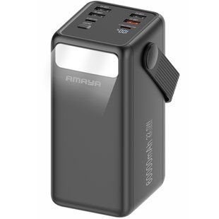 Уцінка Портативний ЗП Power Bank Amaya APB-60 22.5W flashlight with cable 60000 mAh М'ята упаковка / Black