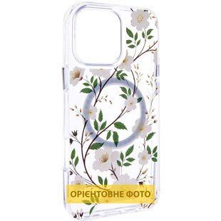 TPU+PC чехол Clear Garden with Magnetic Fit для Apple iPhone 16e / 17e (6.1") White Gardenia