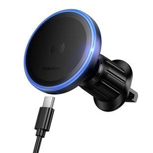 Автодержатель с БЗУ Borofone BH224 Flash 15W (air outlet) Black