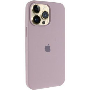 Чехол Silicone Case (AA) Logo with MagSafe для Apple iPhone 14 Pro (6.1") Серый / Lavender